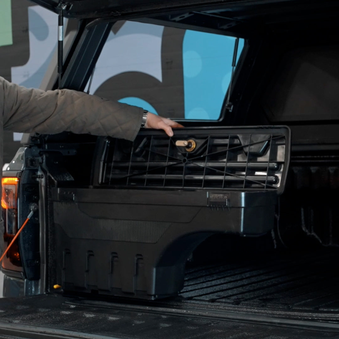 Swing out storage boxes. (Pair)