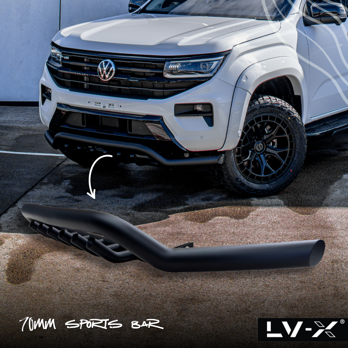VW AMAROK 2022- 70MM BLACK SPOILER BAR