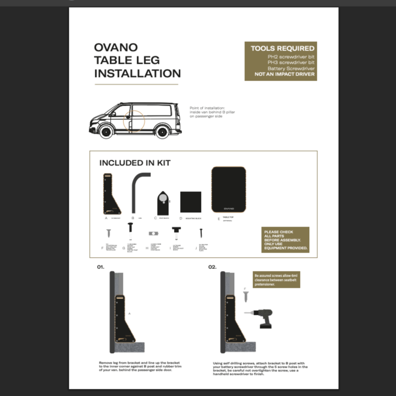 OVANO Swing Out Table ( VW T5 T6 T6.1) - Left