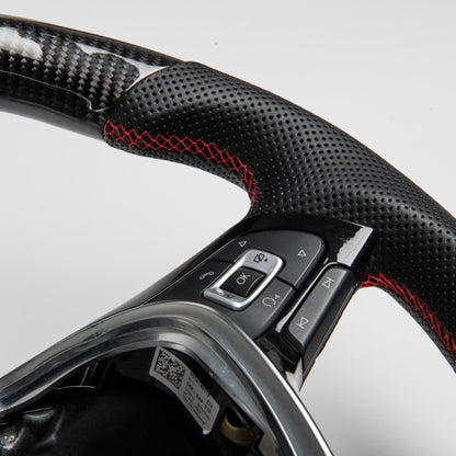 Carbon Flat Bottom T6.1 Wheel - Red