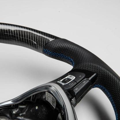 Carbon Flat Bottom T6.1 Wheel - Blue