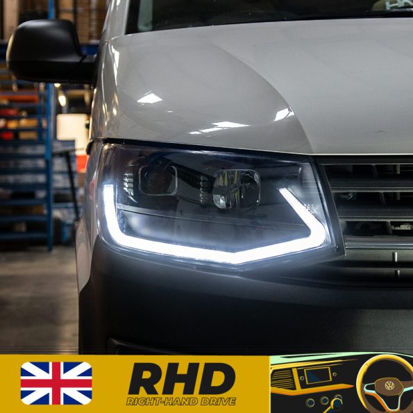 Transporter T6 Headlights - V3 LED DRL - Black Ltd