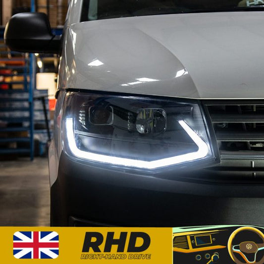 Transporter T6 Headlights - V3 LED DRL - Black Ltd