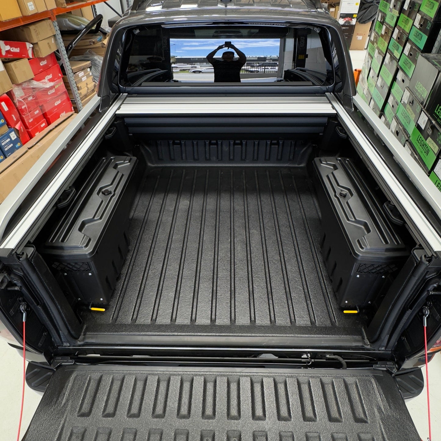 Swing out storage boxes. (Pair)