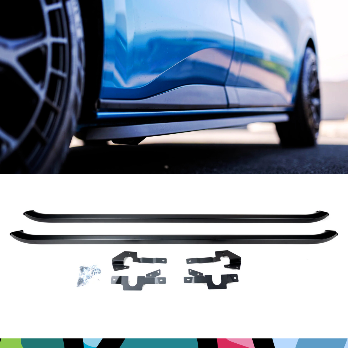 Side Bar (LWB Gloss Black) for Transit Custom/VW Transporter T7